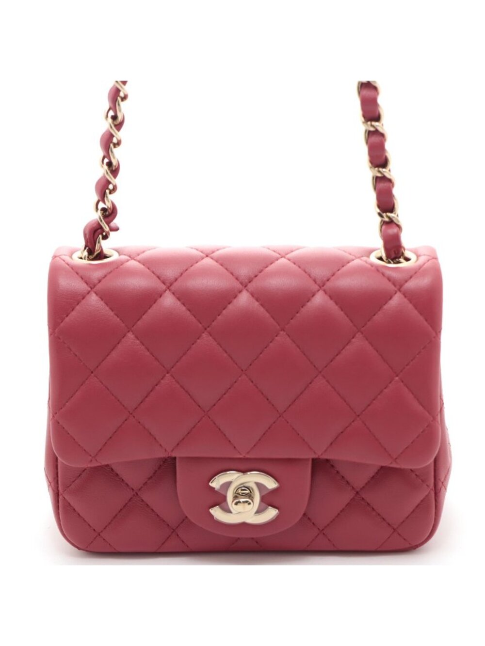 Chanel Mini Quilted 17 Chain Shoulder Bag Hot Pink Lambskin